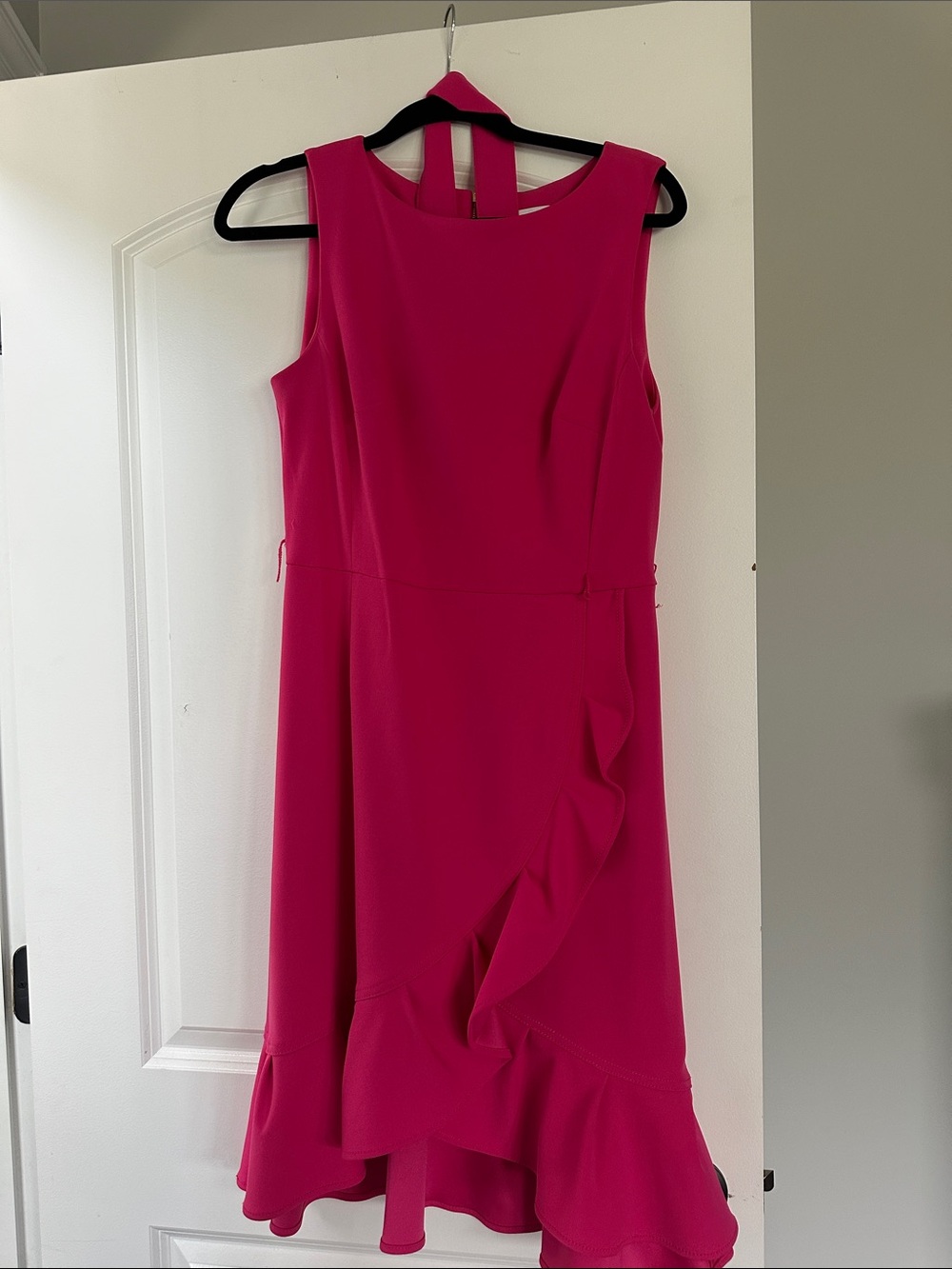 Calvin Klein Sleeveless Ruffle-Hem Midi Dress - Hot Pink